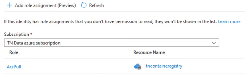 Reviewing the Azure App Service identity In the portal, Azure.