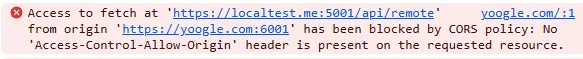 CORS Error - Access to fetch at from origin has been blocked by CORS policy.