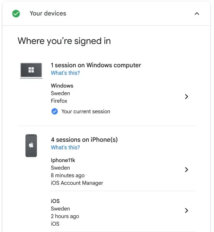 Example of a Where you’re signed in page.