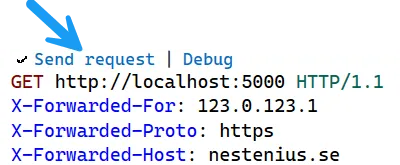 Sample HTTP request with the X-Forwarded-* headers