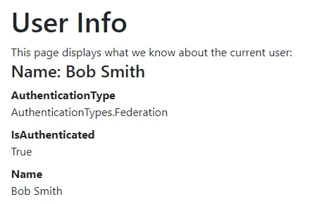 Displaying the user details for the currently signed in user in ASP.NET Core.