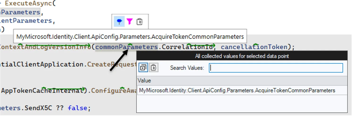 Runtime Data Inspection (RDI) can display the content of the variables during editing